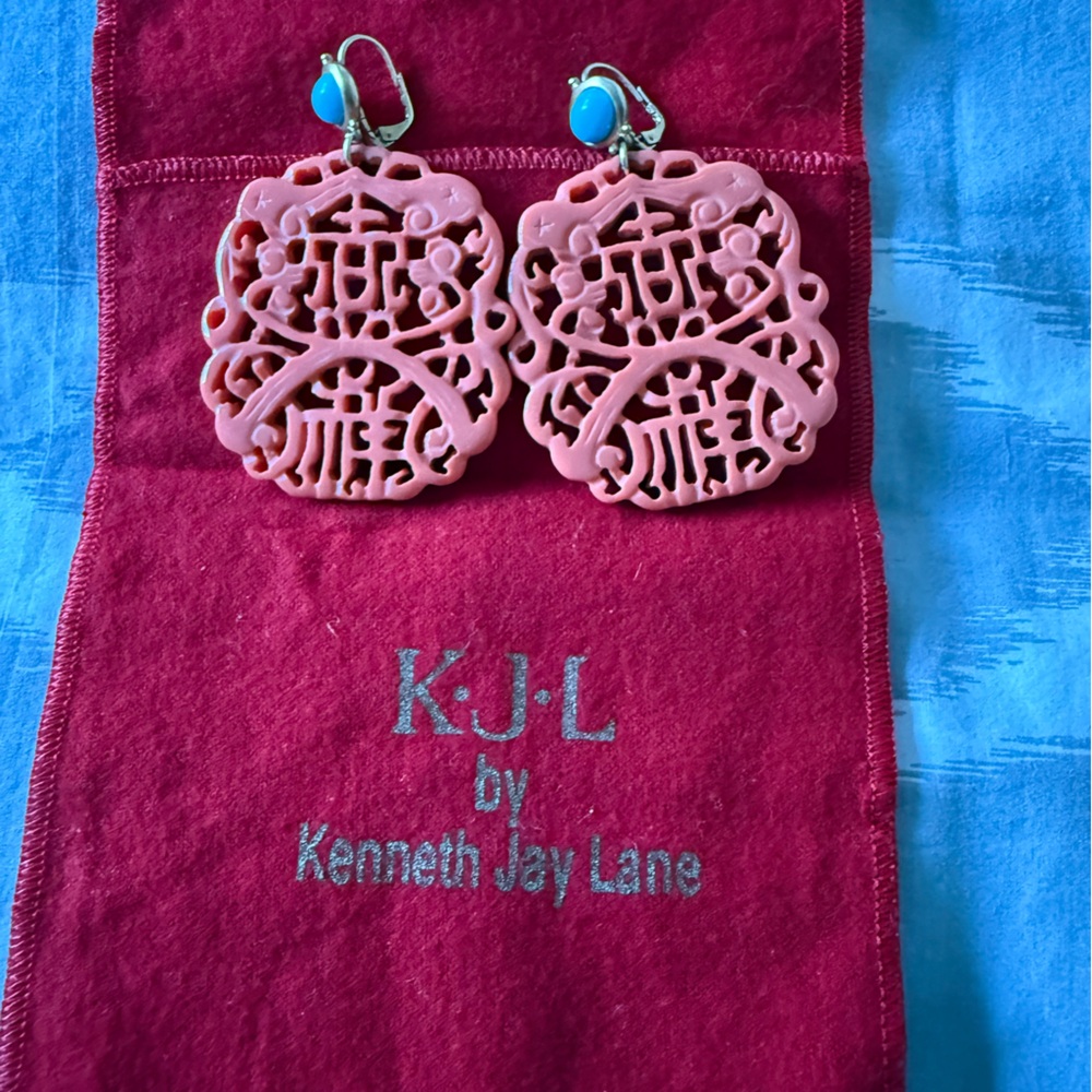 Kenneth Jay Lane Pink and Blue Earrings
